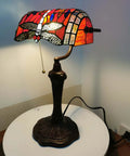 Dragonfly Tiffany Style Stained Glass Desk Lamp for Reading and Working, Banker Table Lamp With Adjustable Directional Light