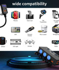 Three Socket Cigarette Lighter Splitter Delivering 180W Power With Pd 65W Qc 3 0 Fast Charge compatible with various devices.