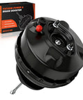 Premium Power Brake Booster Built Rock Solid For Consistent Stopping, includes sturdy black housing and secure fittings.