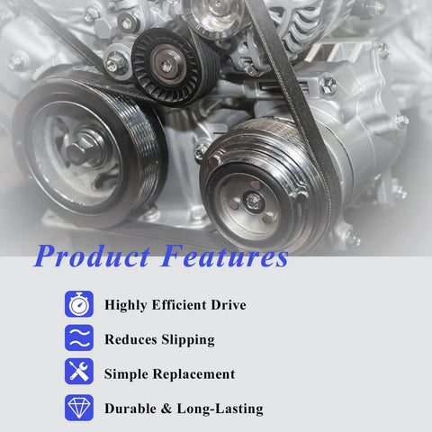 Super Smooth Serpentine Drive Belt For Honda Accord Fits 2008 To 2012 Models Replaces K070721 And 56992R40A01 Durable EPDM showcasing product features.