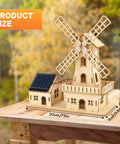 Solar Powered 3D Wooden Windmill Puzzle Kit for Kids and Adults Diy Dutch Windmill House Build Toy Educational Science Craft