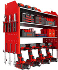 Red Four Drill Holder Power Tool Organizer Wall Mount For Cordless Tools Heavy Duty Garage Tool Rack With Hooks