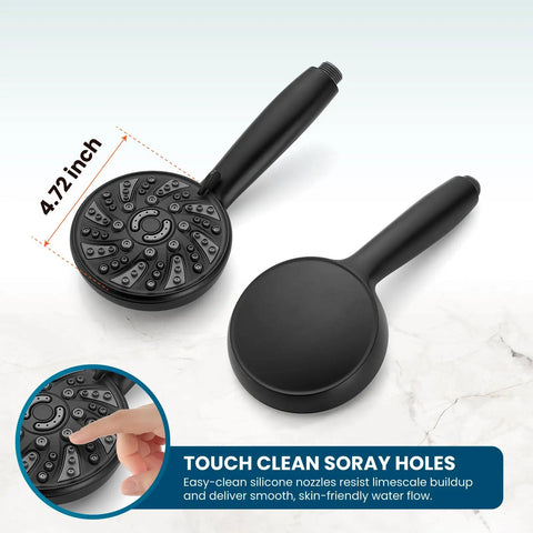 Heavy Duty Matte Black Shower Faucet Set With Integrated Pressure Balance Valve And Versatile Six Setting Handheld Sprayer Smooth Hookup For Major Home Refresh