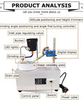 Professional Grade Lapidary Faceting Machine For Jade Crystal And Agate Stone Work Featuring Slick Adjustable RPM Copper Motor Straight Up Precise Diamond Wheel Polishing System control panel and digital display with water retaining plate and grinding disc