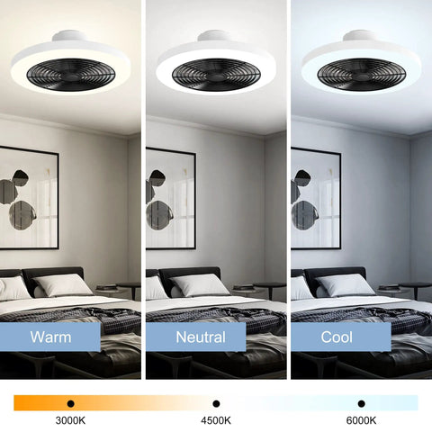 Dope Smart Ceiling Fan With Lights in warm, neutral, and cool settings, Modern Ceiling Fan with Alexa and Google Assistant control in bedroom
