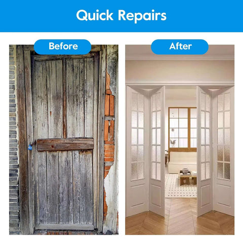Before and after of door using Bifold Door Hardware Repair Kit, 2 Pack For Bi Fold Sliding Closet Doors Replacement Parts.