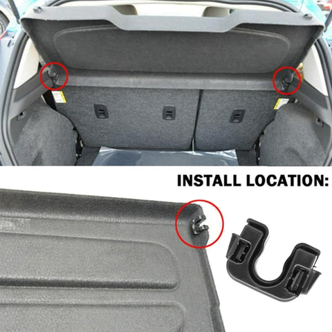Heavy Duty Car Parcel Shelf Clip For Focus And Fiesta, Keeps Your Luggage Snug And Secure shown in trunk installation