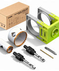 Door Lock Installation Kit For Metal And Wood Doors With Adjustable Guide Template And Bi Metal Hole Saw Set 1 3 8 To 1 3 4 Inches Includes Extra Drill Bit And Screwdriver Bit For Deadbolt And Knob