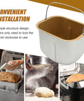 Rectangle Bread Machine Baking Bucket For Two Pound Loaf Dough Dead Simple Twist Lock Design Heavy Duty Kitchen Workhorse, shown with dough.