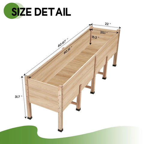 7x2 Ft Raised Garden Bed With 16 Inch Depth And Legs, Drainage Holes, elevated wood planter box dimensions