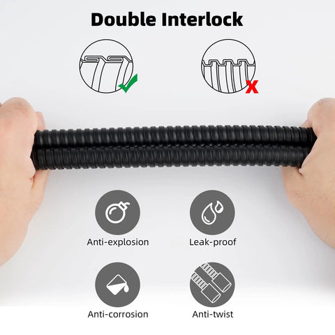 Hands holding all metal shower hose 90 inch stainless steel extra long replacement no twist flexible bathroom handheld shower hose extension with brass insert and nut oil rubbed bronze finish