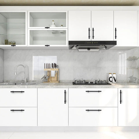 Rock Solid 30 Pack Black Cabinet Handles With 5 Inch Hole Center For Kitchen Drawer Pulls And Bathroom Vanity Refresh Featuring Rust Proof Stainless Steel Square Design That Kicks Up Your Sweet Home Makeover