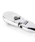Close-up of Quarter Inch Drive 84 Tooth Flex Head Teardrop Ratchet 7 Inch with chrome finish and enclosed head.