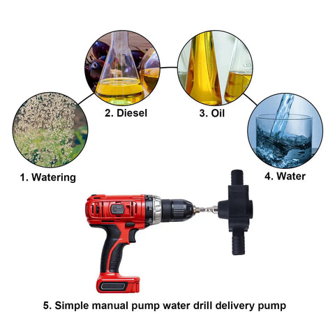 Electric Drill Powered Water Transfer Pump Kit for Quick Fluid Transfer of Water Oil Diesel Portable Self Priming Pump
