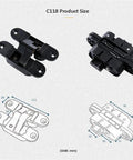 Two Piece Set Three Dimensional Invisible Door Hinges For Wooden Doors Hidden Folding Hinges With 180 Degree Inside And Outside Opening Right Hand