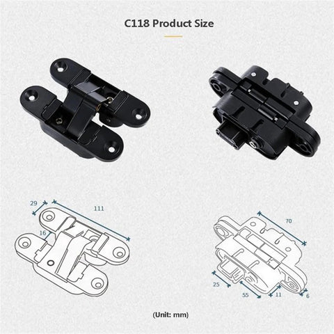 Two Piece Set Three Dimensional Invisible Door Hinges For Wooden Doors Hidden Folding Hinges With 180 Degree Inside And Outside Opening Right Hand