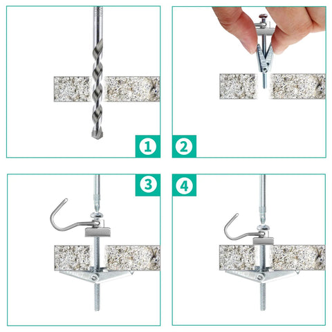 10Pcs 1 Eighth By 2 Inch Round Head Toggle Bolts With Wing Nuts For Drywall And Wood Hanging, installation steps