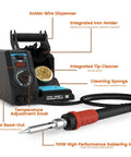 Big Power 110W Soldering Station Kit with 15s Warm Up showing digital readout, tip cleaner, and integrated iron holder.