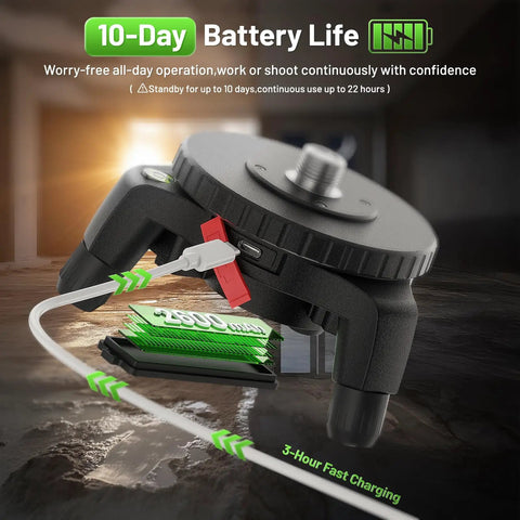 Electric Rotating Base For Laser Level With 50 Meter Wireless Remote Pro Grade Dual Speed Rotation Fast Sweep And Fine 0.088 Degrees Per Second 360 Degree Motorized Turntable Five Eighths Thread With One Quarter Twenty Adapter And Adjustable Tripod Legs with battery and charger