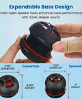 Expandable bass design for Ultra Portable Tiny But Mighty Mini Bluetooth Speaker With 3.5mm Aux Input Built In Mic And Plug And Play