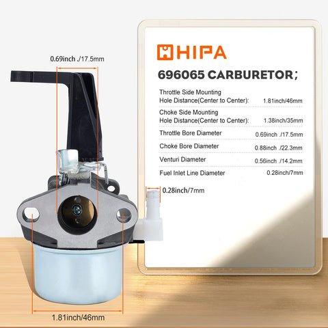Carburetor And Air Filter Tune Up Kit For Briggs And Stratton Engines dimensions shown with carburetor visible.