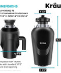 WasteGuard Beefy 3/4 HP Ultra Quiet Garbage Disposal dimensions and compatibility guide, standard kitchen sink size requirements.
