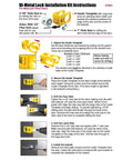 Bi-Metal Lock Installation Kit With Adjustable Guide Template for steel and wood doors, showing step-by-step installation instructions.