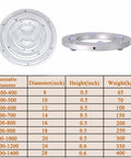 Beefy Heavy Duty Lazy Susan Table Bearing Base, premium aluminum, size chart, 8-28 inch, corrosion resistant, silent smooth rotation