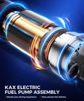 Slick Bolt On Electric Fuel Pump Assembly With Gas Sending Unit For 07 To 12 Nissan Altima And 09 To 14 Maxima No Fuss Heavy Duty Turnkey Swap close up showing gold and silver components