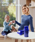 Water Filter Replacement For All Standard Water Pitchers And Dispensers Reduces Lead And Chromium Fits Most Filtration Systems 4 Pack EZ Install Durable Replacement Cartridges For Clean Tasting Water on table with two smiling individuals holding glasses of water in a well-lit room.