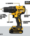 Kick-Ass 20V Max Brushless Cordless 3-Tool Combo Kit Featuring Half Inch Drill Driver side view with ergonomic handle and LED light.