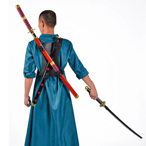 Dual Sword Back Holster For Katana With Adjustable Leather Frog Durable Dope Gear For Cosplay Anime Knights Belt Carrying Holder