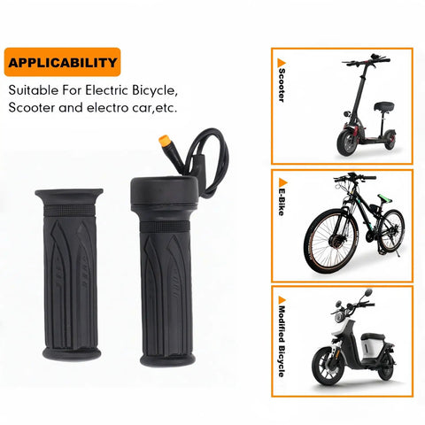 Full Twist Ebike Throttle Grip 3 Pin Waterproof Joint Right Hand 12V To 72V Compatible For Electric Bike Scooter