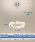 Farmhouse Style Black Globe Pendant Light With Adjustable Chain Industrial Crystal Chandelier Flush Mount Hanging Ceiling Lighting For Kitchen Dining Foyer, chrome and crystal ring