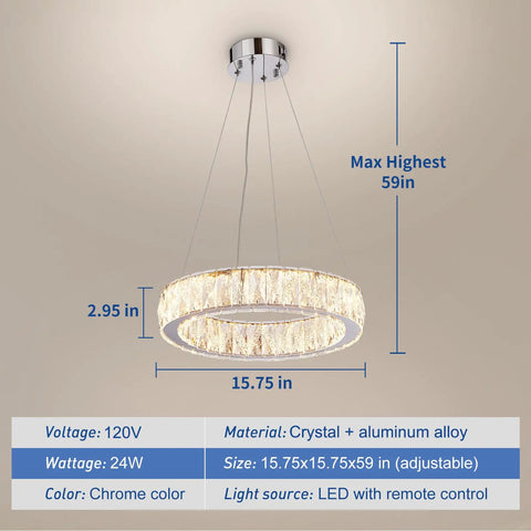 Farmhouse Style Black Globe Pendant Light With Adjustable Chain Industrial Crystal Chandelier Flush Mount Hanging Ceiling Lighting For Kitchen Dining Foyer, chrome and crystal ring