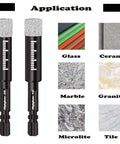 Front view of Mgtgbao 6-piece 3/8 in dry diamond drill bit set with 10 mm hex shanks for hard materials