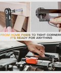 Compact Right Angle Screwdriver Kit With T5 T6 T7 Torx Bits Designed For Tight Squeezes Heavy Duty Tasks And Quick Fixes, showing usage in tight spaces.