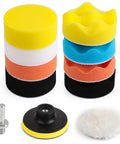 11-piece Pro Grade 3 Inch Drill Buffing Pad Kit with sponge pads, wool buffer, drill adapter, and suction cup.