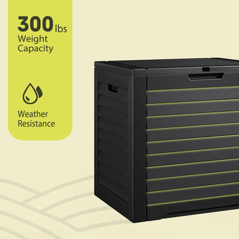 Beefy 35 Gallon Outdoor Storage Box Waterproof Resin Deck Box With Lockable Lid For Patio Cushions Pool Accessories Garden Tools