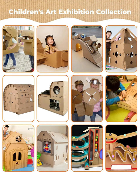 Kid Safe Cardboard Cutter For STEM Projects Bladeless Classroom Cutting Tool For Makers Safe Alternative To Scissors With ASTM And CPSC Compliance Standards, cardboard playhouse collage
