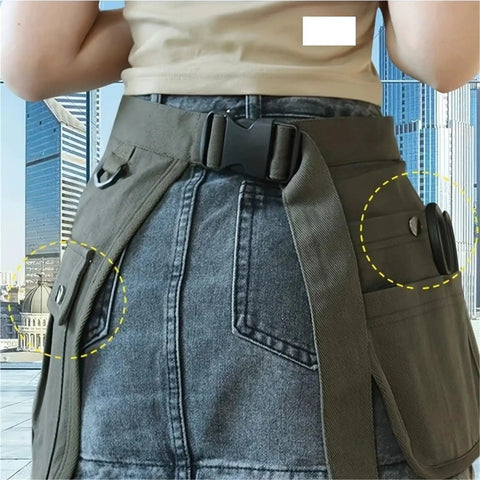 Dang Tough Canvas Tool Belt Bag Multi Pocket Work Apron features durable canvas and pockets for tools, ideal for gardening and styling.