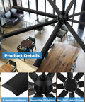 Ginormous 96-Inch HVLS Ceiling Fan With 8 Metal Blades, Quiet Reversible DC Motor, Black, Installed in Spacious Room