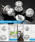 4 Pack Exterior Door Lock Set With Satin Nickel Knobs And Deadbolts, Keyed Alike Entry Door Lockset For Front Or Back Doors