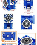 NMRV030 40 To 1 Worm Gear Reducer Square Output 14mm Shaft with detailed dimensions for Nema23 Stepper Motor in CNC machines.