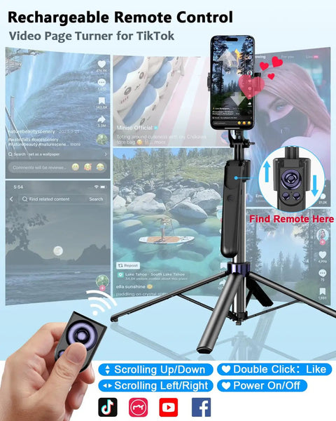All In One Vlogging Kit For iPhone And Android With 63 Inch Auto Face Tracking Tripod Light Wireless Microphone Scroll Remote