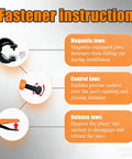 Fastener instruction for All In One Snap Fastener Tool Kit For Fabric And Outdoor Gear Like Boat Covers Canvas Tarps Leather And Clothing With Heavy Duty Metal Snaps Pliers Interchangeable Dies Pry Tool And Crochet Hook Includes 380 Snaps In Four Colors, showing magnetic, control, and release jaws.