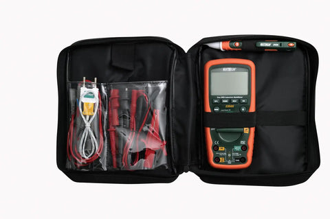 Heavy Duty Industrial Multimeter Kit With True RMS Meter, DV25 Dual Range Non-Contact Voltage Detector, TL808 Test Leads in case.