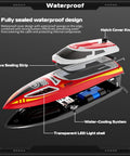 2.4Ghz RC Speed Boat With Dope 390 Motor, Water Cooling System, Auto Self Righting, waterproof design diagram