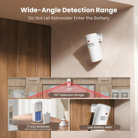 Wireless Motion Sensor Door Chime With 61 Melodies And 120dB Max Volume PIR Entry Alert With 5S Detection Interval 5 Volume Levels RGB Light Indicator Easy Install For Home Office Store Elderly And Visitors, wall-mounted sensor