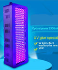 Pro 365Nm 395Nm 405Nm UV Curing Lamp For Rapid 3D Resin Exposure And Snappy Glue Drying mounted vertically with purple lights.
